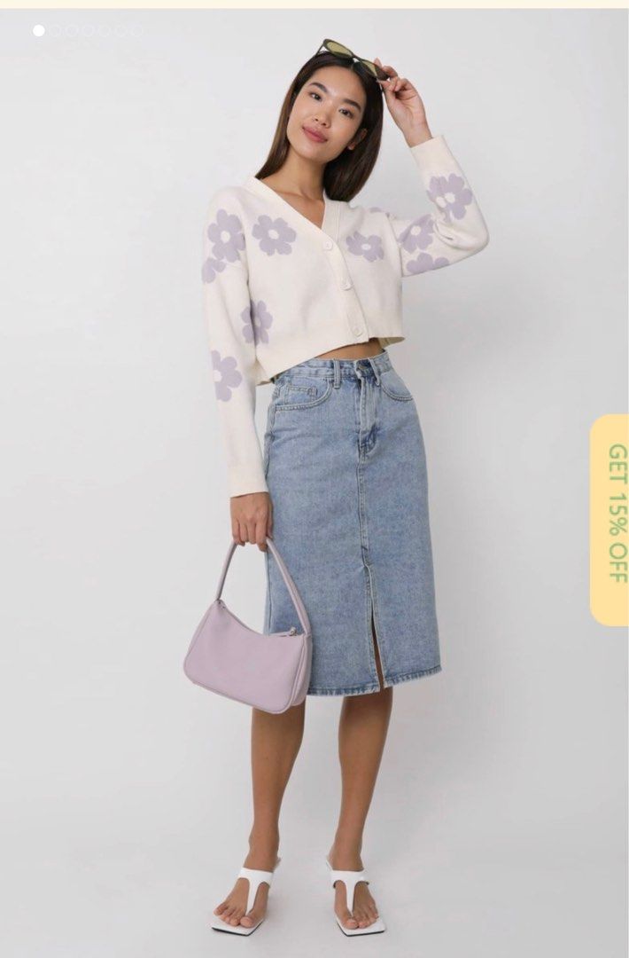 The tinsel rack Leighton Denim Midi Skirt, Women's Fashion, Bottoms