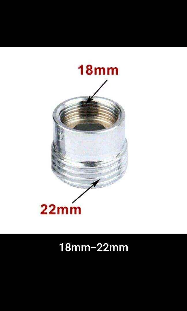 Thread Adapter (Category: Home Improvement Tools & Accessories) located in Singapore. Submitted by stevenheng72 (Listing ID 1248708462, Image 2). Description: Specifications : Name: Water Tap Adapter Color: Silver Both size are fine thread Pls check before buy, no refund. Size: 18mm -22mm Size: 20mm - 22mm Each $2.00 Quantity: 18mm - 22mm = 1pcs 20mm - 22mm = 1pcs Interested PM me.