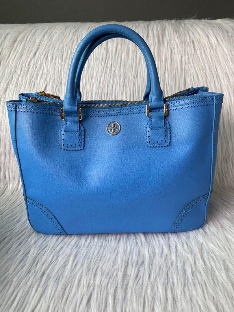 Pre-owned Tory Burch Light Blue Saffiano Leather Robinson Tote