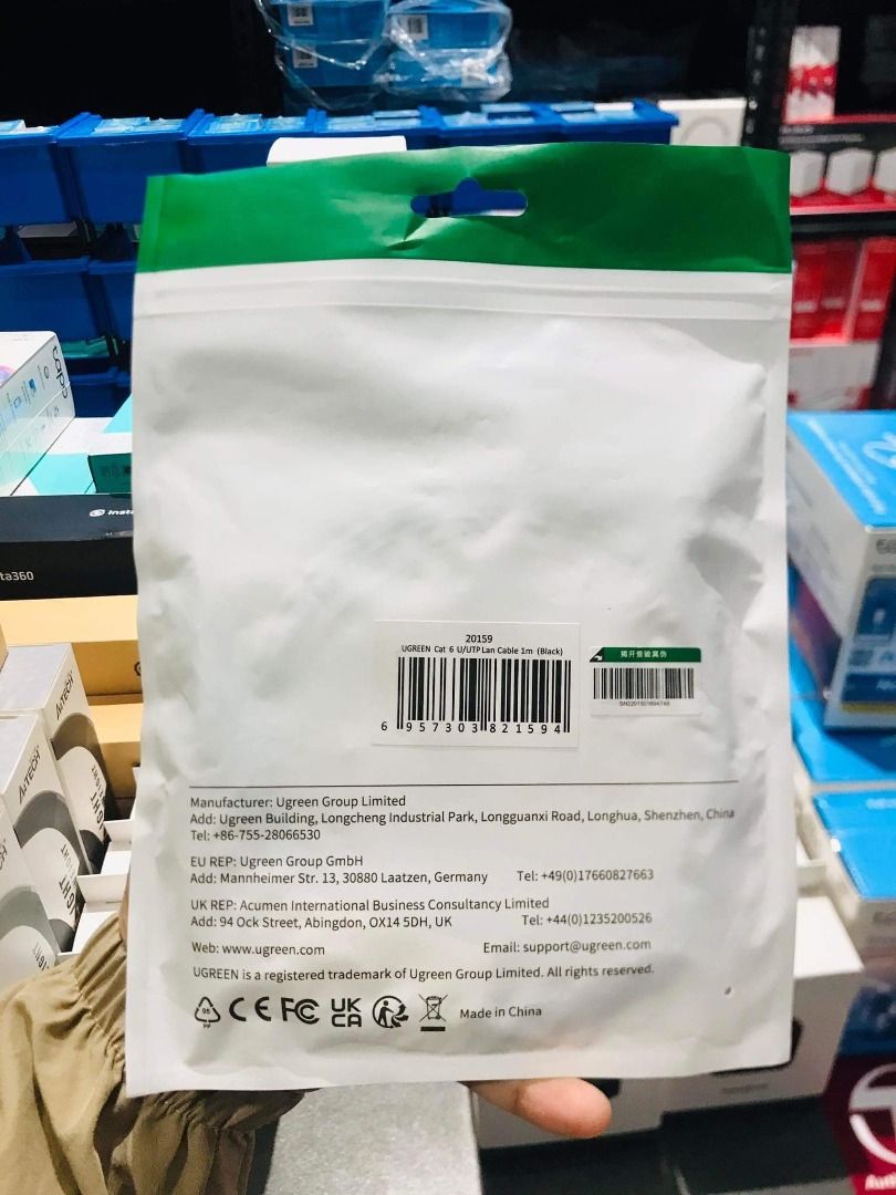 Câble Réseau Ethernet RJ45 Cat 6 U/UTP Rond 2 M - Noir