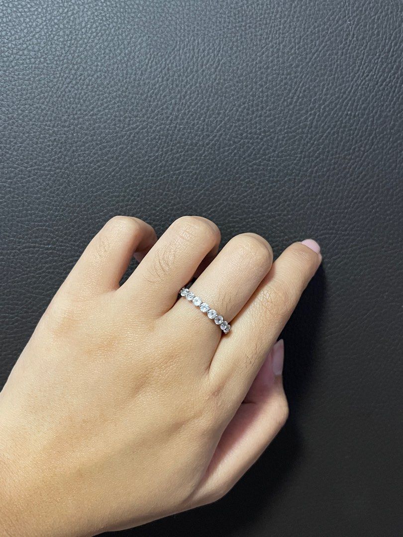 US8 White Topaz Eternity Ring Women s Fashion Jewelry