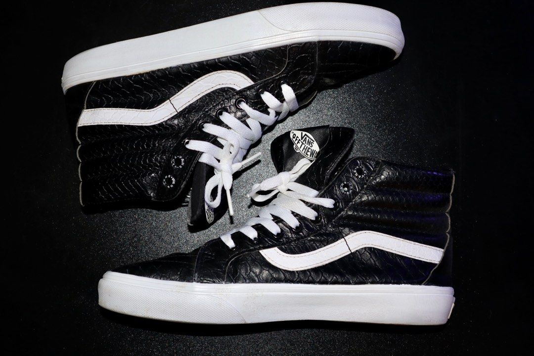 vans sk8 hi slim black leather