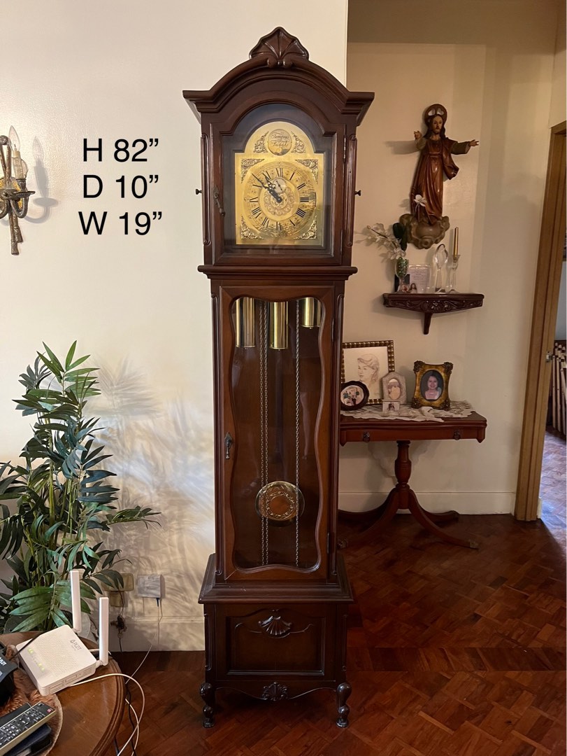 Vintage 82 inches Tall Grandfather’s Clock Urgos German Brass Clock