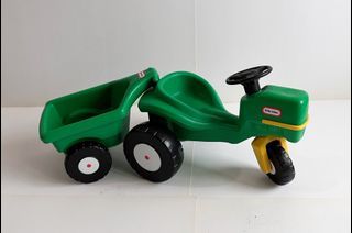 Vintage Little Tikes Toy - Green Tractor and Cart
