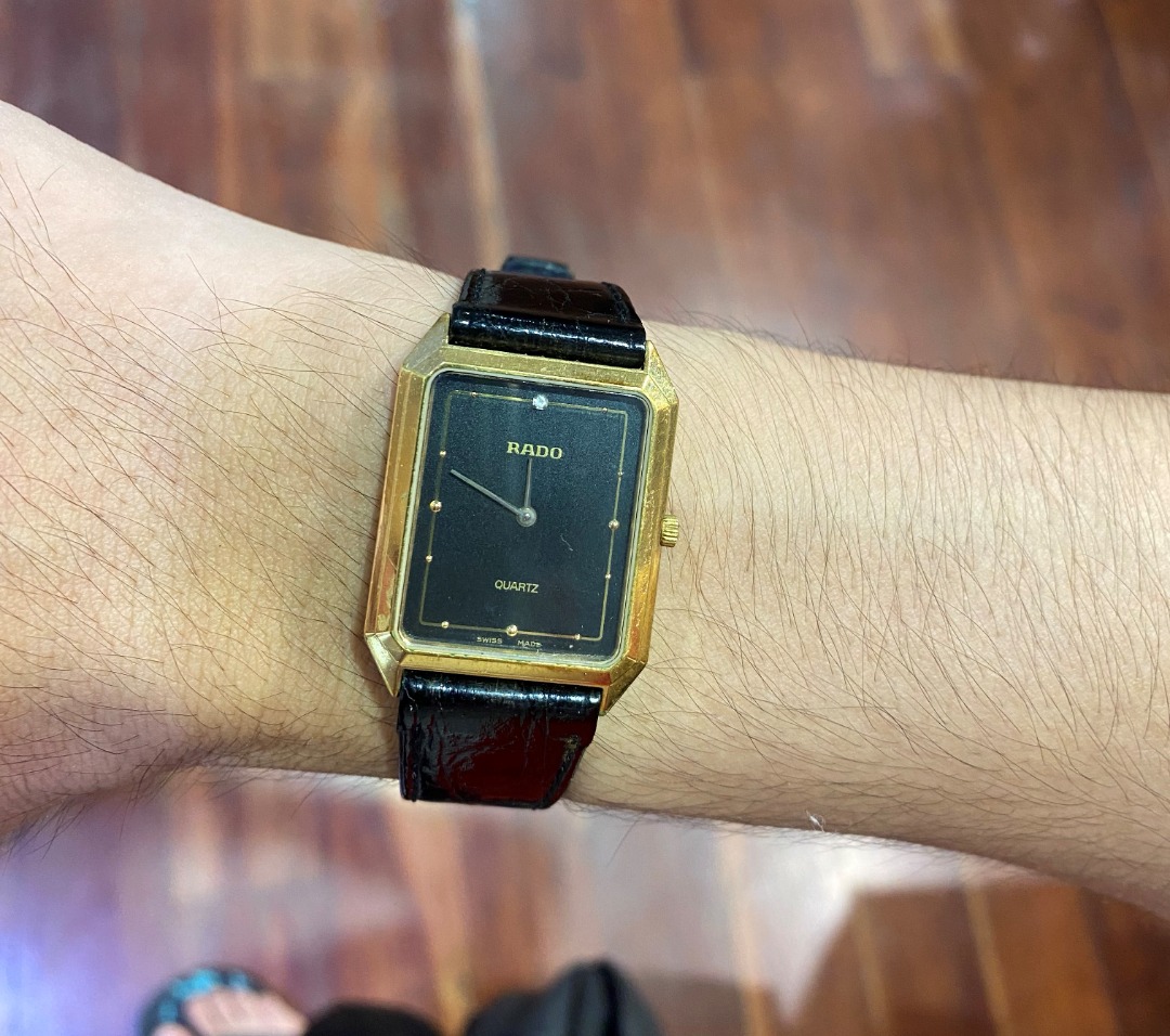 Vintage Rado Tank Black Dial Gold Case Dress Watch on Carousell