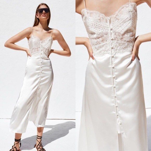 White satin on sale lace dress