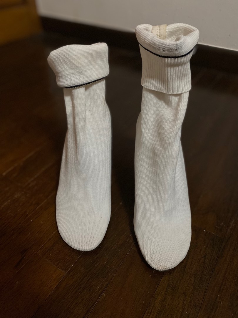 White sock boots Women s Fashion Footwear Boots on Carousell