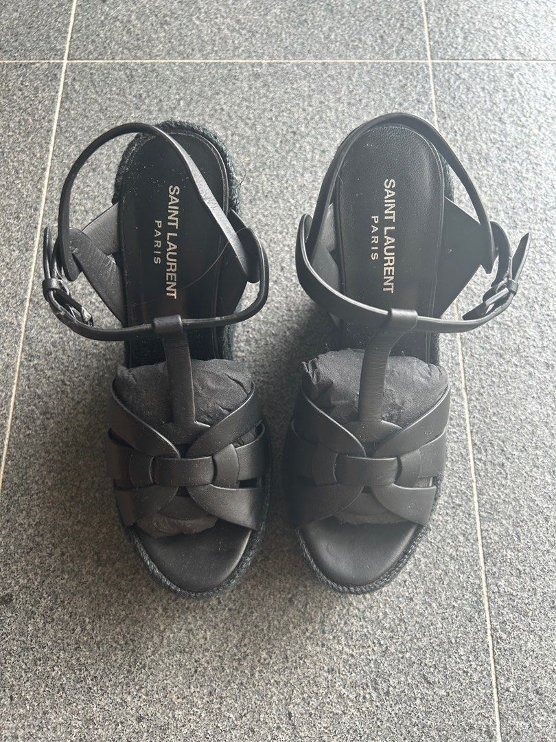 Ysl black wedges deals