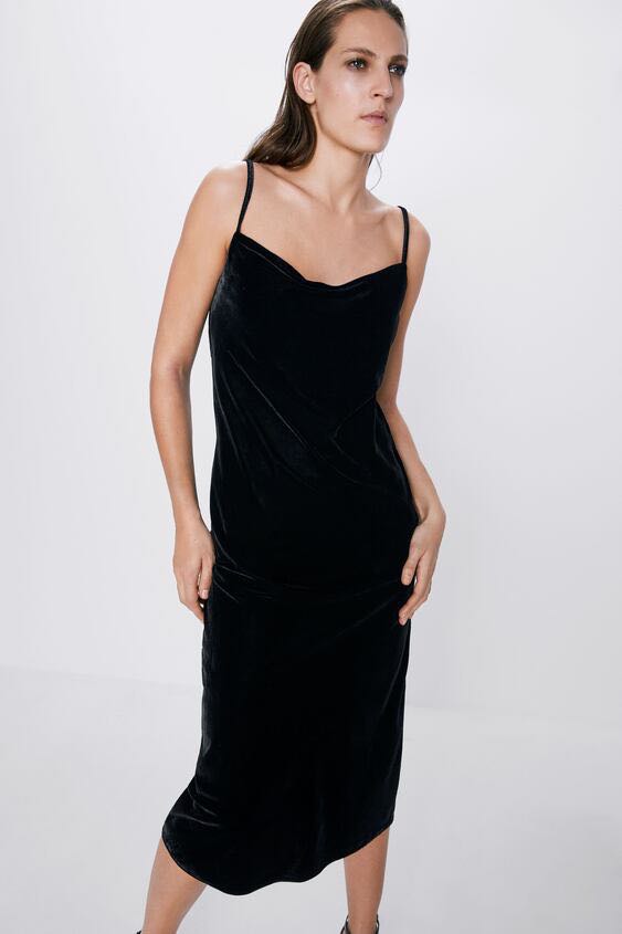 Zara velvet midi dress best sale
