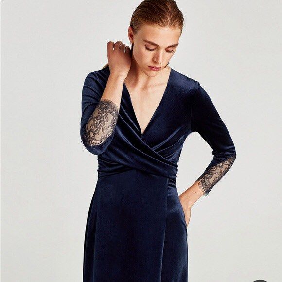Zara blue lace dress top