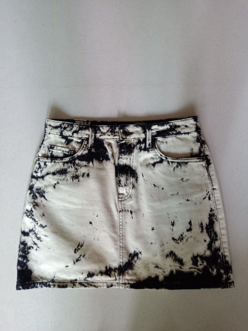 Zara tie dye denim skirt store