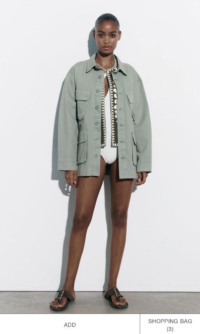 Zara green shirt jacket clearance