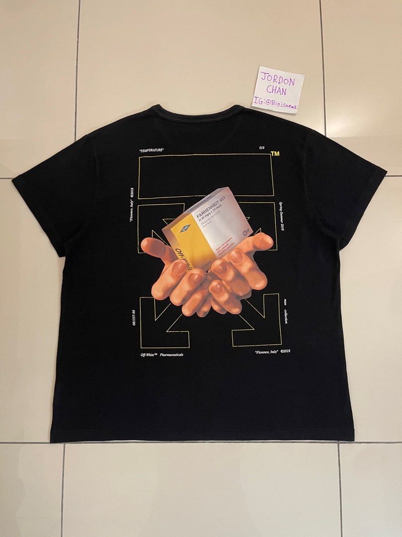 [100% Legit] Off White Fahrenheit 451 Pill Box Black Tee