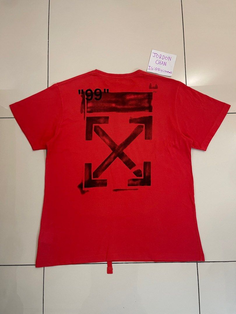 100 Legit Off White Impressionism Diagonal Stencil Tee Red