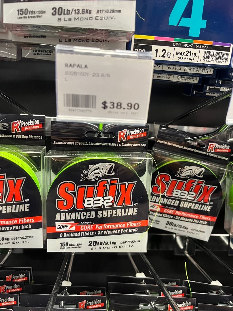 150yds Sufix 832 20lb Braided line. Brand New, Sports Equipment, Fishing on  Carousell