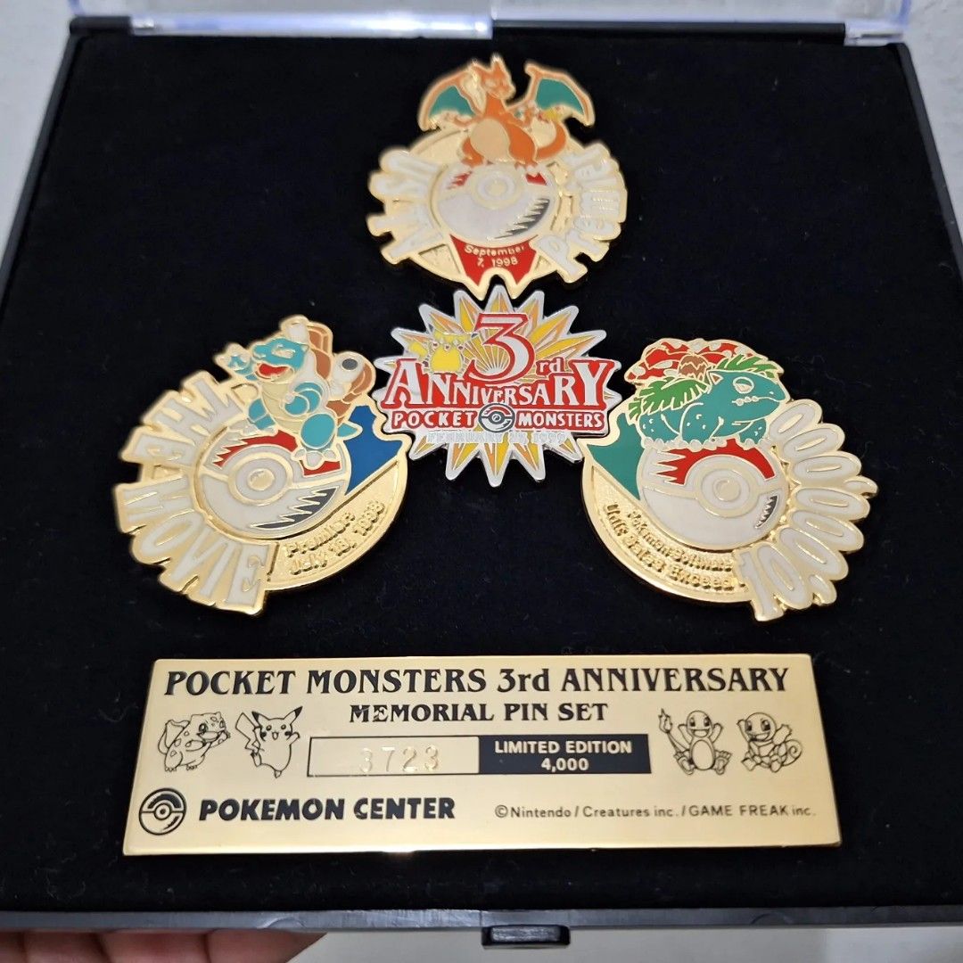 1999 Nintendo Pokemon 3rd Anniversary Pin Set, Hobbies & Toys