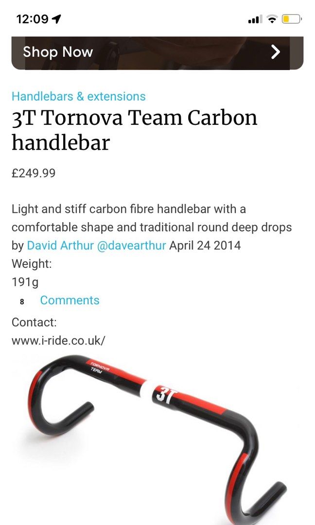 3T Tornova Team Dropbar Sports Equipment Bicycles Parts