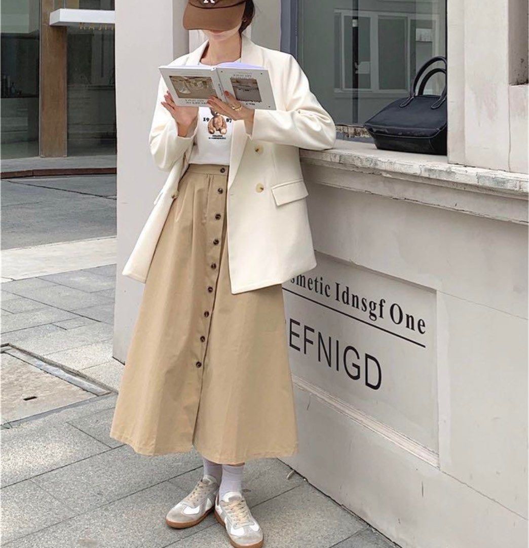 Button down clearance skirt korean fashion
