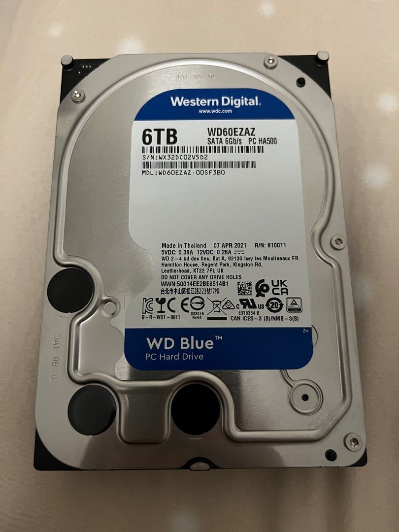 90%新- WD Blue 6TB Western Digital, 電腦＆科技, 電腦周邊及配件, 硬