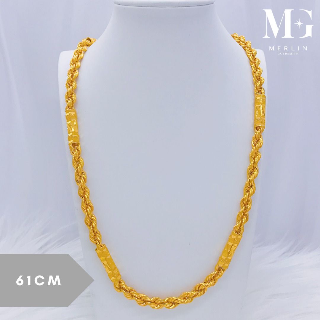 916 Gold 24 Inches 61cm Hollow Barrel Rope Chain Women s