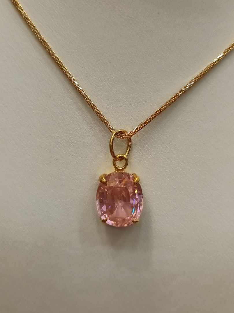 916 gold pink stone pendant Women s Fashion Jewelry Organisers
