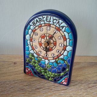 西班牙帶回  馬賽克工藝品小時鐘 桌鐘 立鐘
