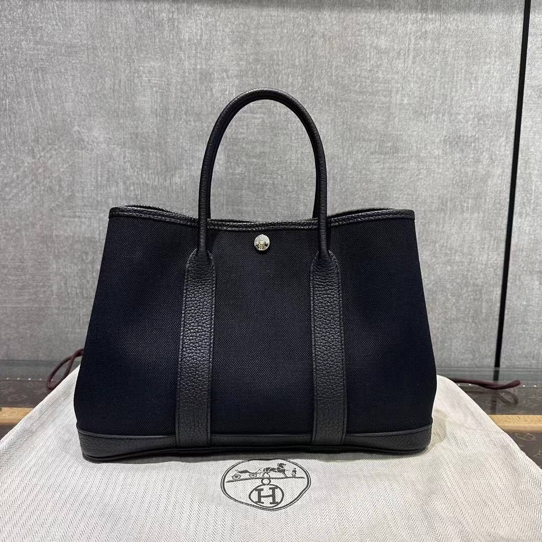 Hermes Garden Party 30 Canvas Stamp Z Black, Luxury, Bags & Wallets on  Carousell
