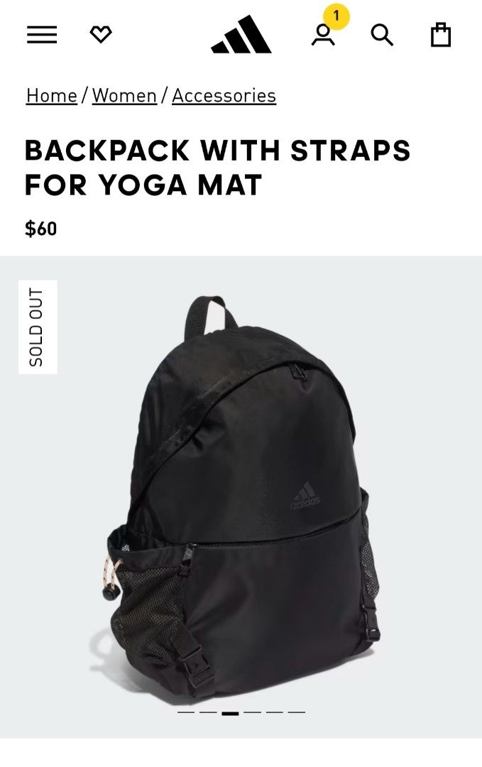 adidas Backpack with Straps for Yoga Mat - Black