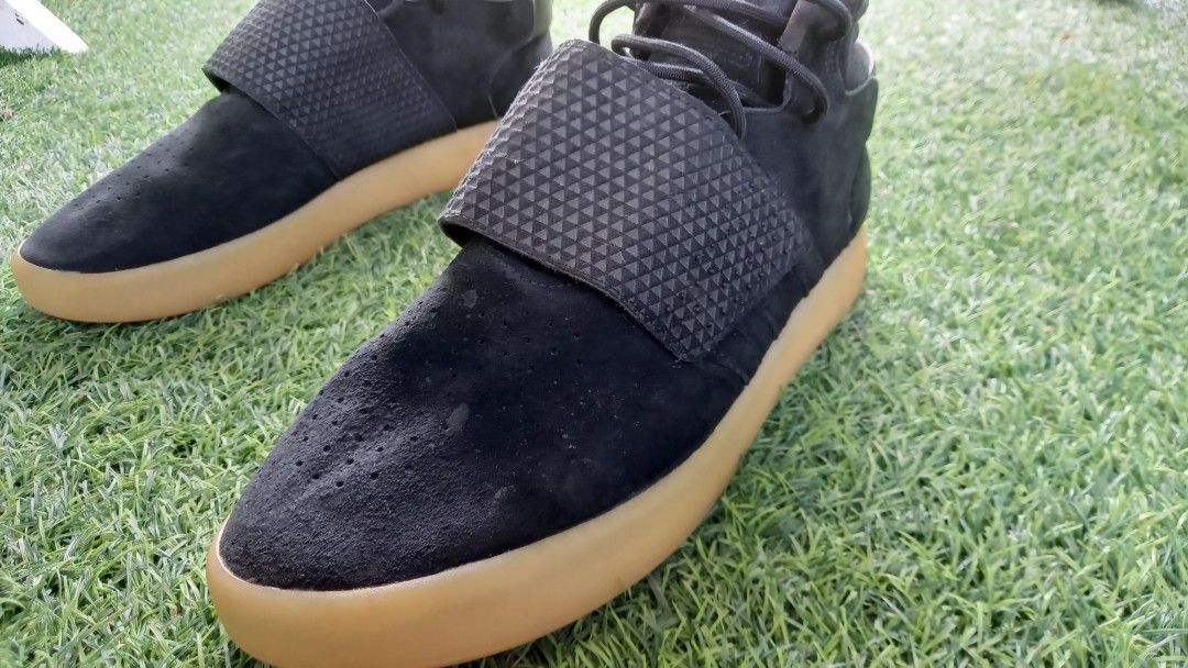 Adidas Tubular Strap Shoes Black Suede Men s Fashion Footwear