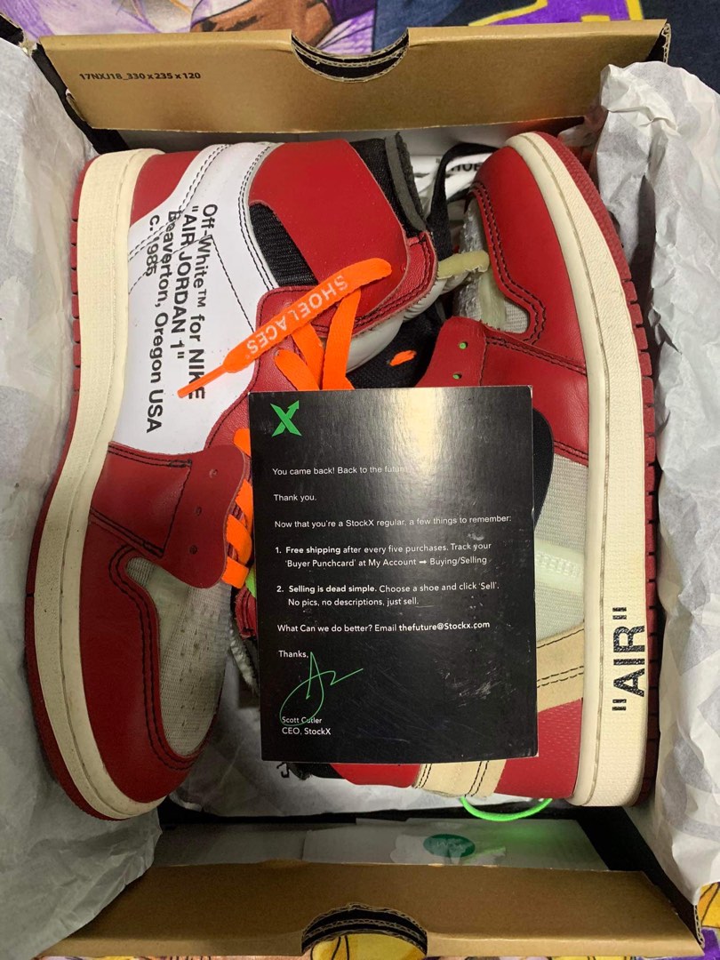 Air Jordan 1 Off White Chicago Men s Fashion Footwear Casual