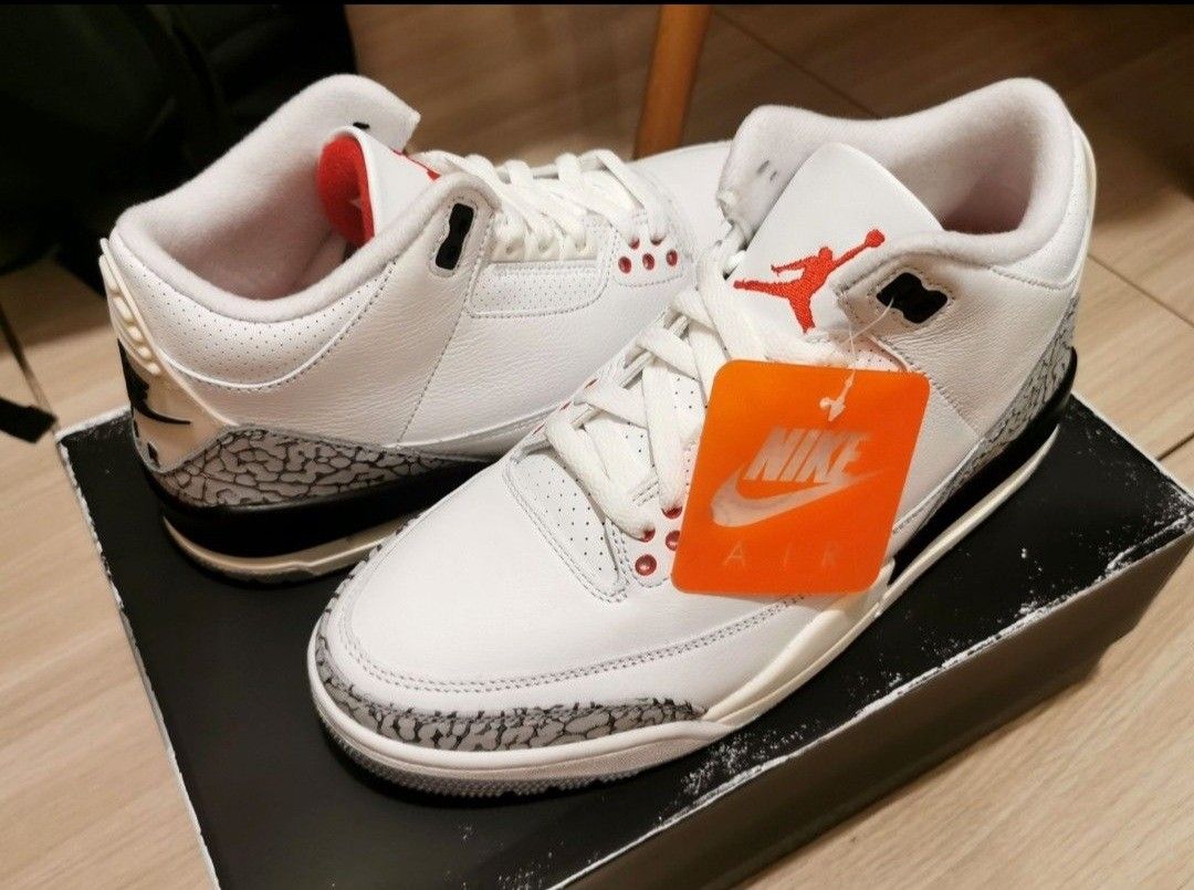 Air Jordan 3 Retro White Cement US8, 男裝, 鞋, 波鞋- Carousell