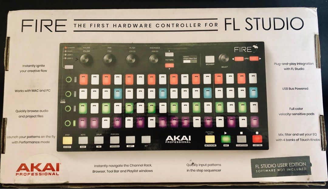 AKAI FL Studio Fire ₱6000 (Still available) (Category: Other Audio Equipment) located in General Trias. Submitted by dj-task (Listing ID 1248894254, Image 2). Description: AKAI FL STUDIO FIRE Literally hook it up to your computer and open FL STUDIO and you are making beats, gives full control of FL DAW. Selling for ₱6000.
