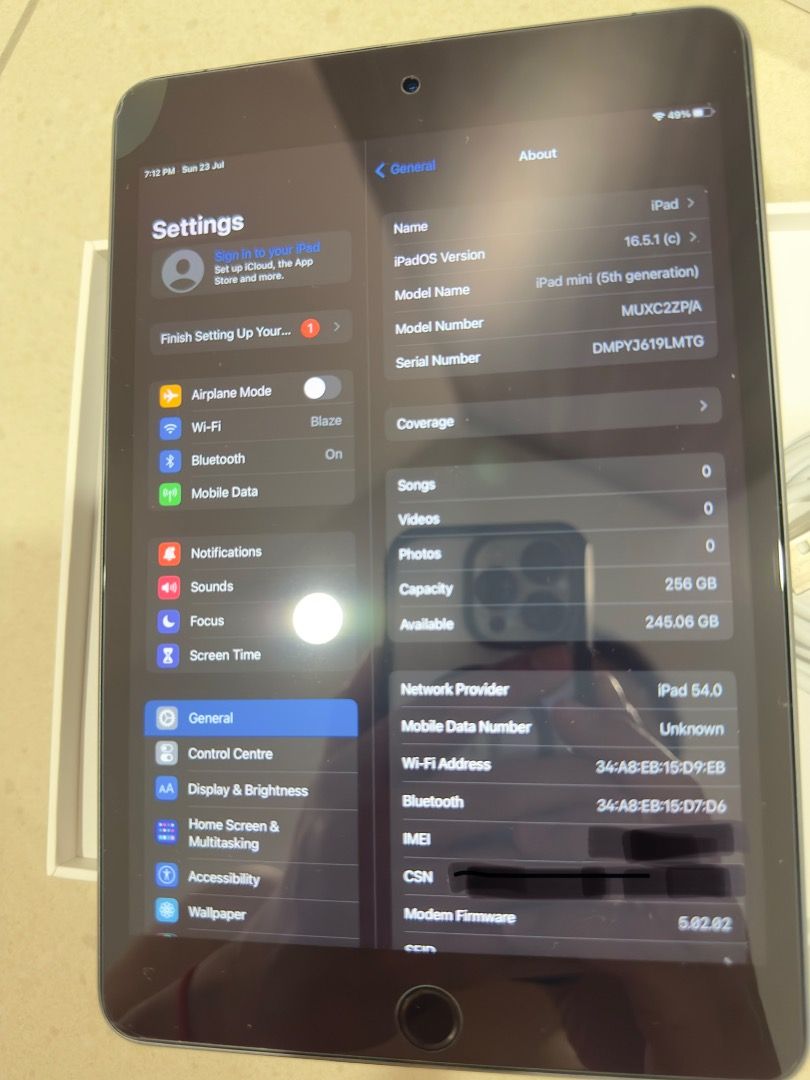 Apple iPad Mini 5 256GB Wi-Fi + Cellular (Full Set), Mobile Phones