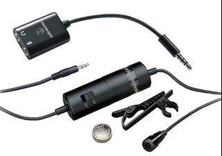 Audio-Technica ATR-3350IS Omnidirectional Condenser Lavalier Mic with Smartphone Adapter