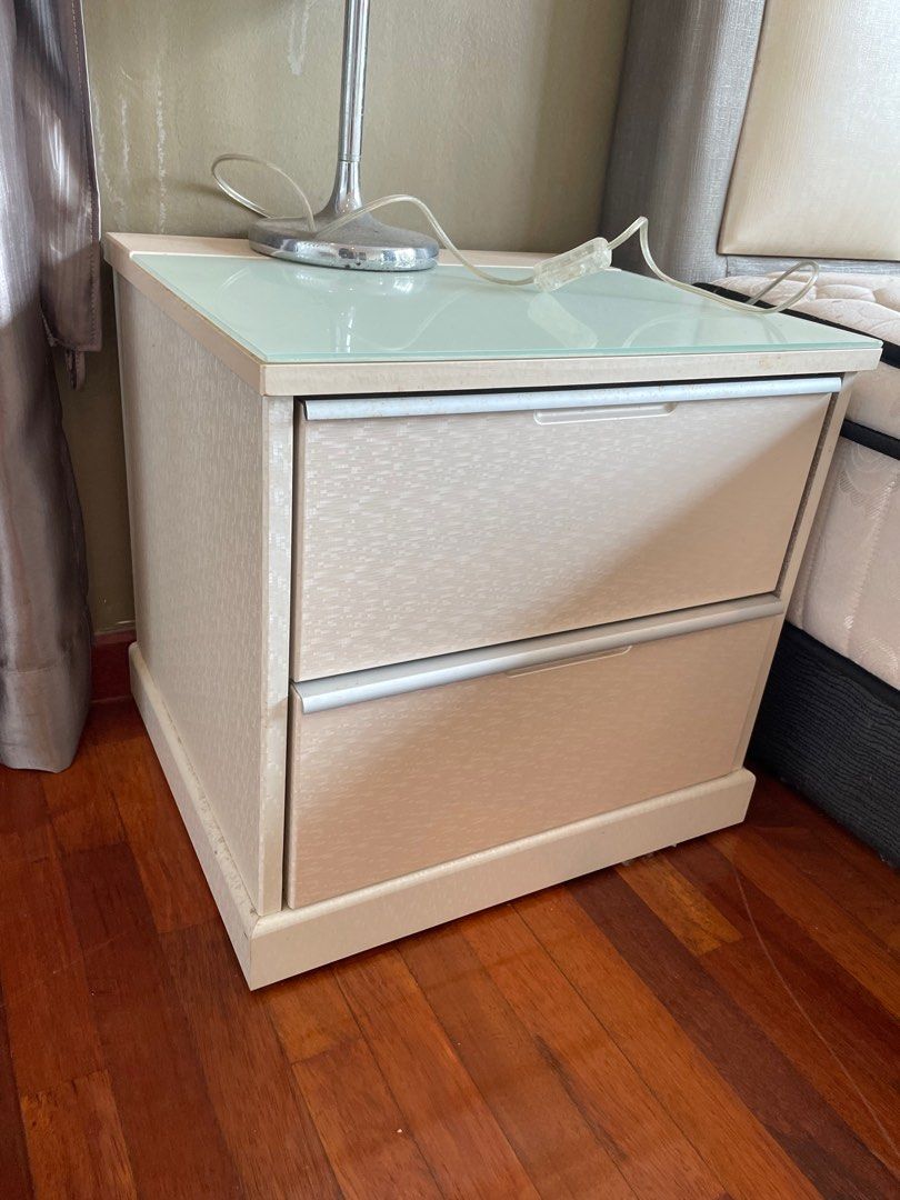 Glass Top Bedside Table, Furniture & Home Living, Furniture, Tables