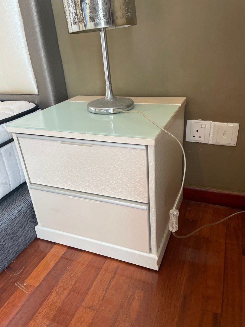 Glass Top Bedside Table, Furniture & Home Living, Furniture, Tables