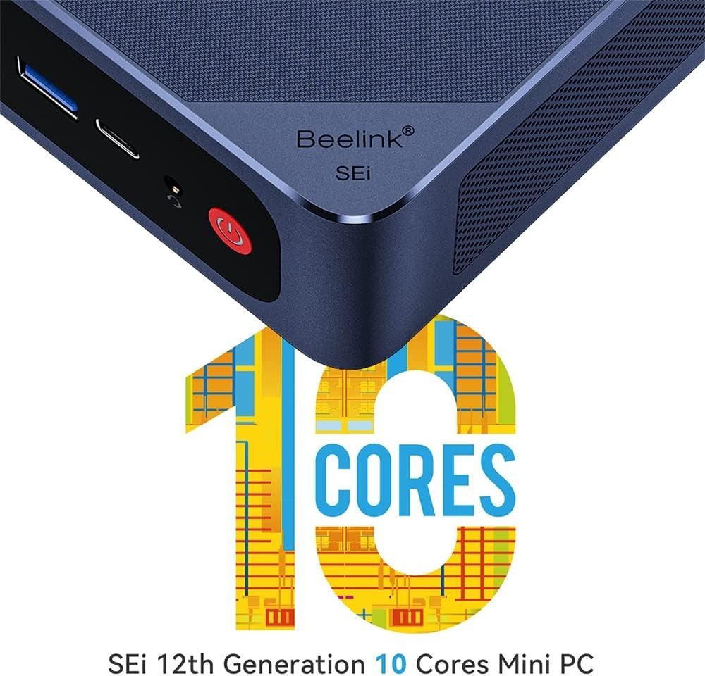 Beelink SEi12 Mini PC, Intel 12th Gen i7-12650H (up to 4.7GHz) 10C/16T,  Mini Computer 32GB DDR4 RAM 500GB NVMe SSD, Desktop Computer Supports