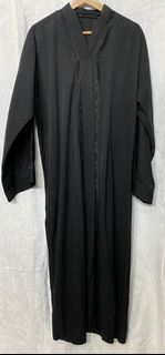 Black Button Front Overcoat Abaya