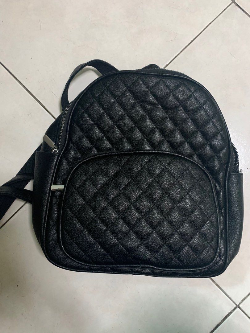 Quilted leather backpack purse best sale