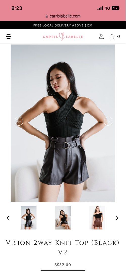 Black off shoulder knit top 2way wearing styles Women s Fashion