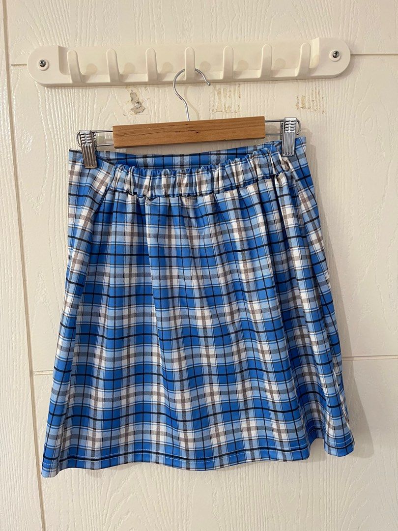 Blue Plaid A Line Skirt Women s Fashion Bottoms Skirts on Carousell