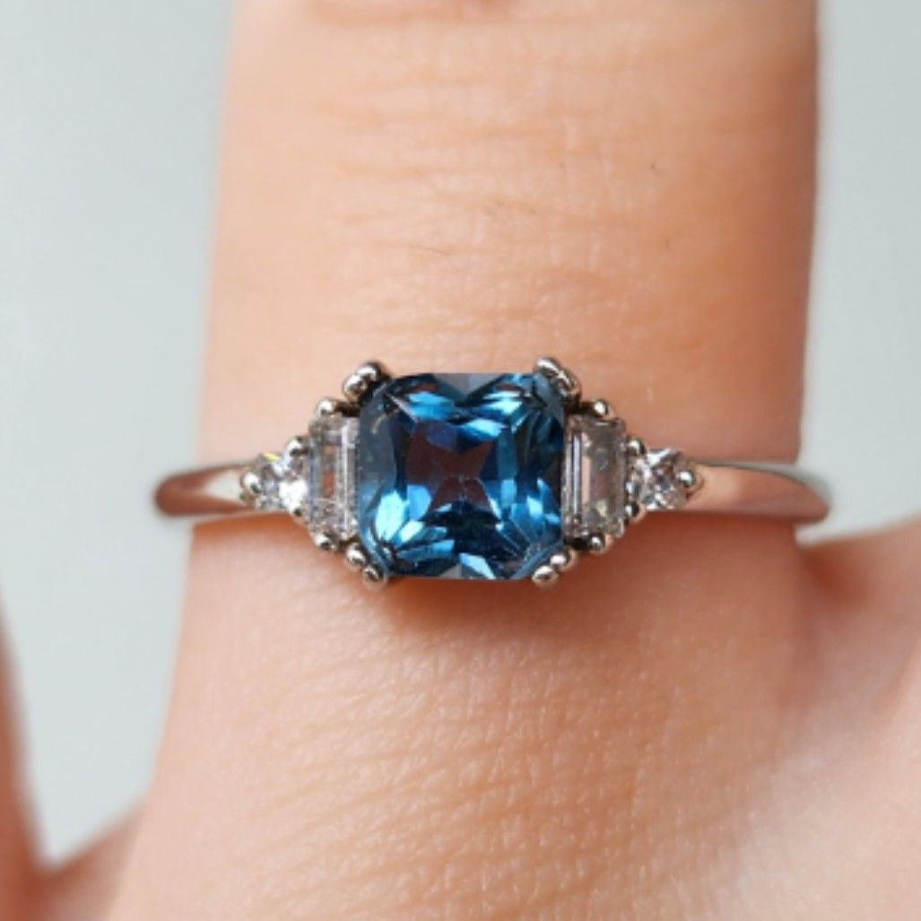 Real blue topaz rings sale