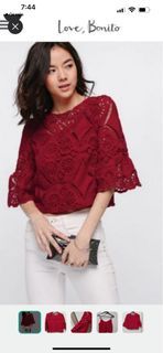BNWT  Love Bonito Red Lace Top in L size