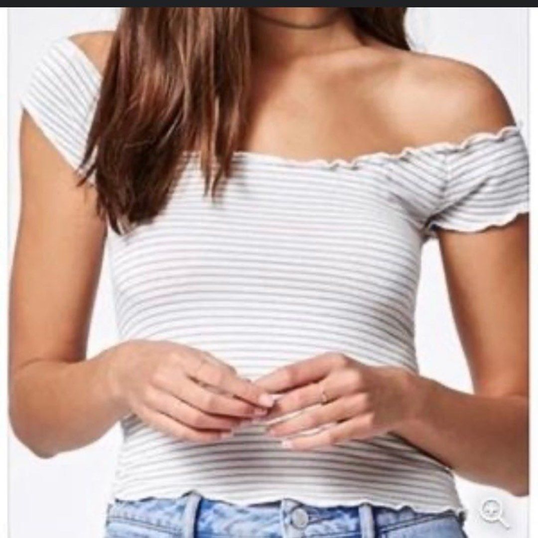 Brandy Melville white off shoulder top, Women's Fashion, Tops, Other Tops  on Carousell