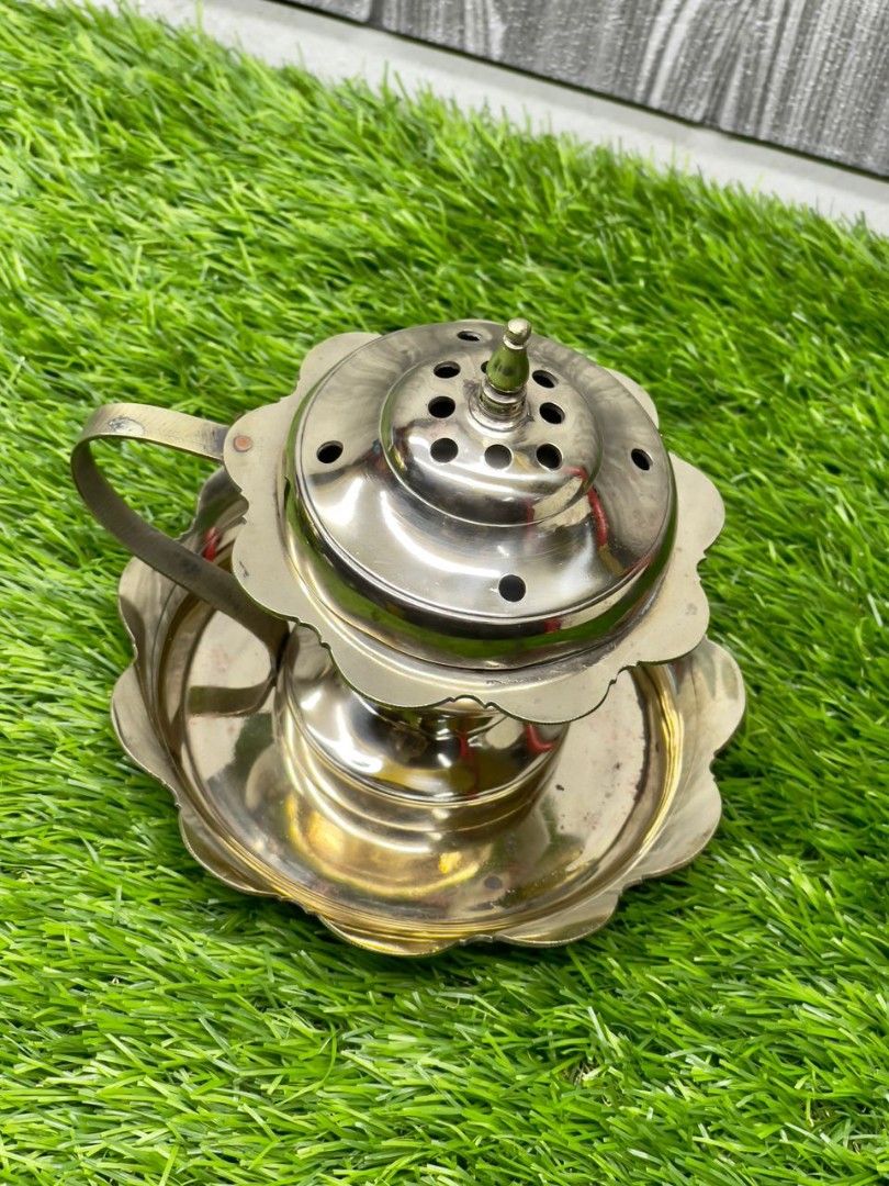 Brass bronze incense burner charcoal with tray set, Furniture & Home