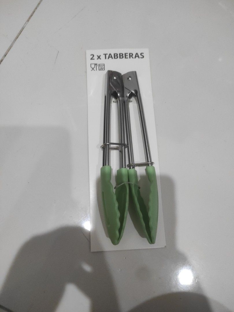 TABBERAS Tongs, stainless steel/green - IKEA