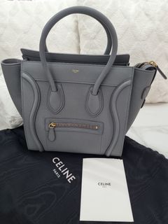 Celine Luggage Baby Drummed Calfskin Micro Kohl in Baby Drummed Calfskin  with Gold-Tone - US