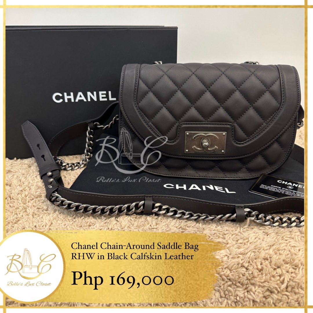 Chanel Chain-Around Saddle Bag RHW Black Calfskin, Luxury, Bags