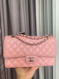 Chanel Classic Flap Bag Medium in Rose Clair Pink 22K Lambskin Champagne  Gold HW in 2023