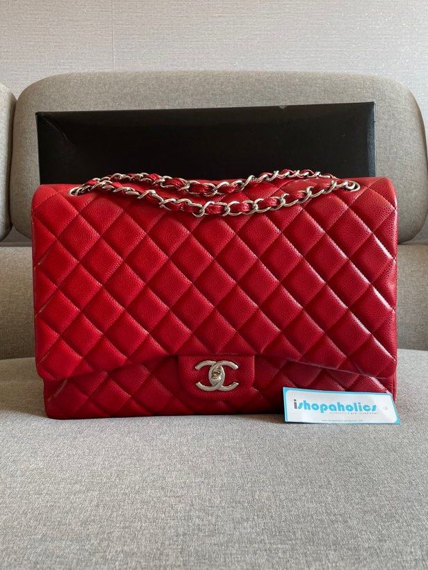 Chanel Red Classic Maxi Double Flap Bag